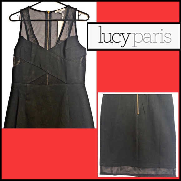 NWT LUCY PARIS BLACK MESH BODY CON DRESS SMALL - Picture 3 of 5